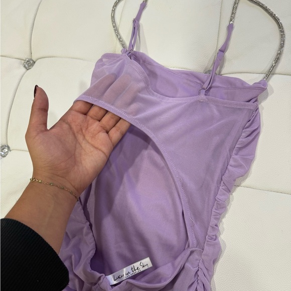 Lavender Ruched Dress - Picture 4 of 5